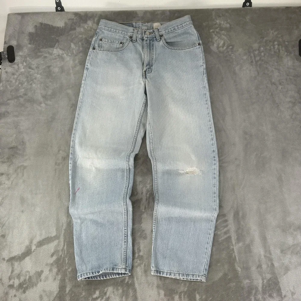 Levi's 550 Jeans Mens 28x30 Blue Light Wash Relaxed Tapered Distressed Denim